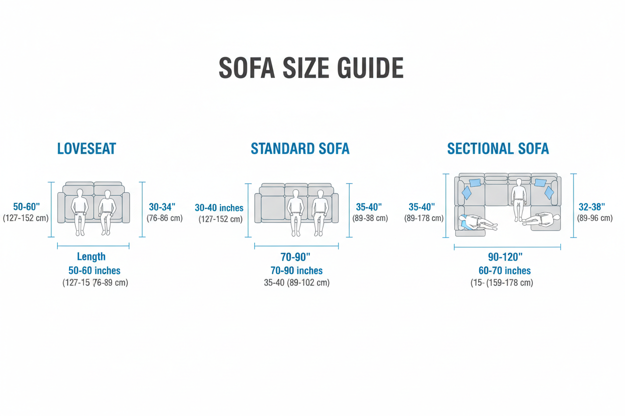 Sofa Size Guide 2026: Dimensions, Layout & Buying Tips